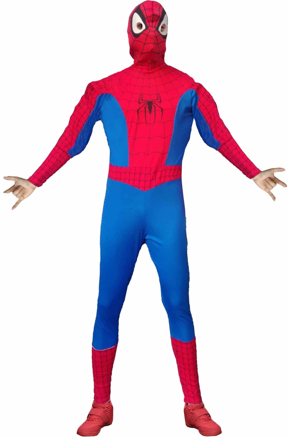 Costume spiderman uomo ragno adulto rosso e blu con maschera