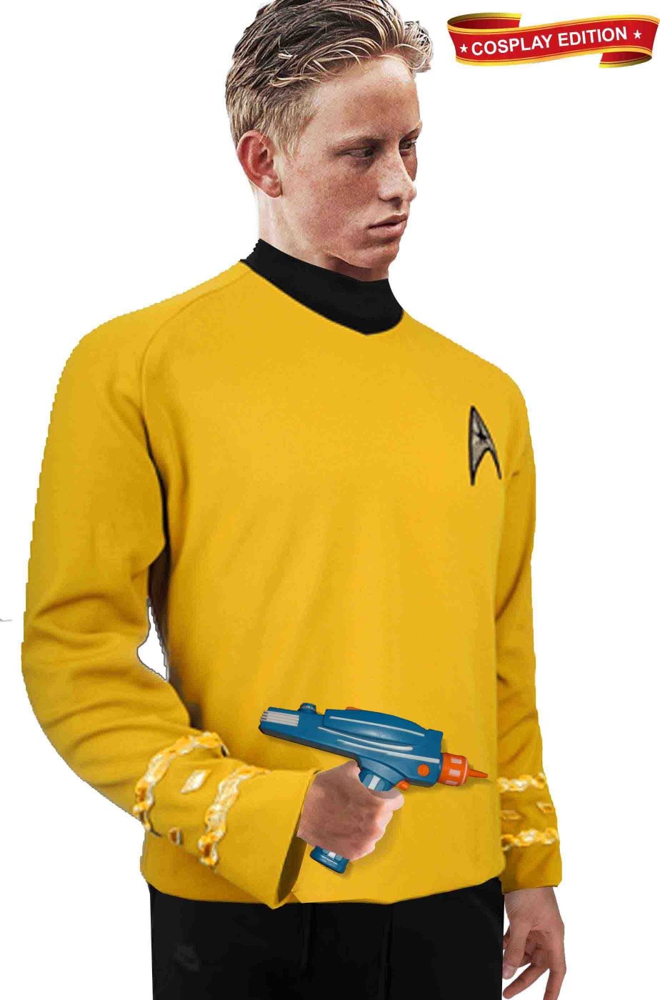 Costume Capitano J.T. Kirk Star Trek uniforme Capitano gialla con phaser