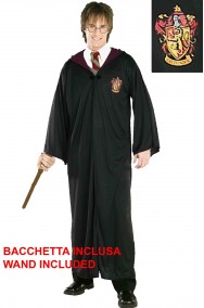 Harry Potter Hermione Tunica Grifondoro Adulto con bacchetta magica