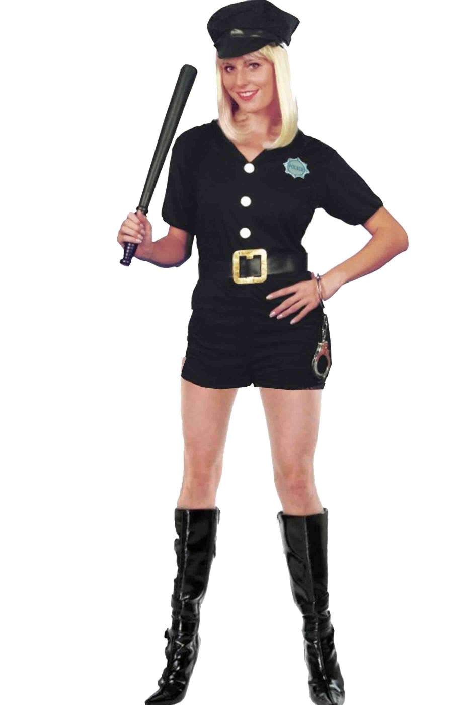 Costume carnevale donna Poliziotta nero con calzoncino