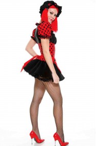 Costume carnevale da donna bambola di pezza rossa o coccinella