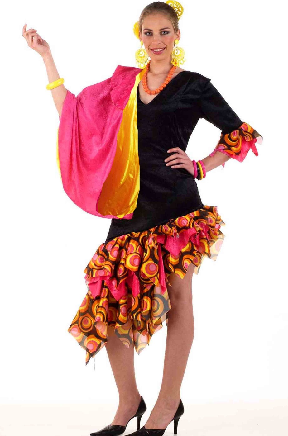 Costume di carnevale donna adulta spagnola ballerina flamenco tango