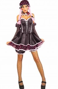Costume donna bambola di pezza nera e rosa