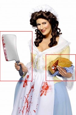 set Halloween Mrs Lovett torta pasticcio di carne umana horror e mannaia