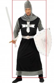 Costume carnevale da re o cavaliere medievale o crociato nero