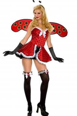 Costume donna Coccinella sensuale e bella rosso e nero lady bug