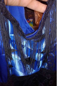 vestito di carnevale da donna Ballerina del Can Can blu Saloon Girl