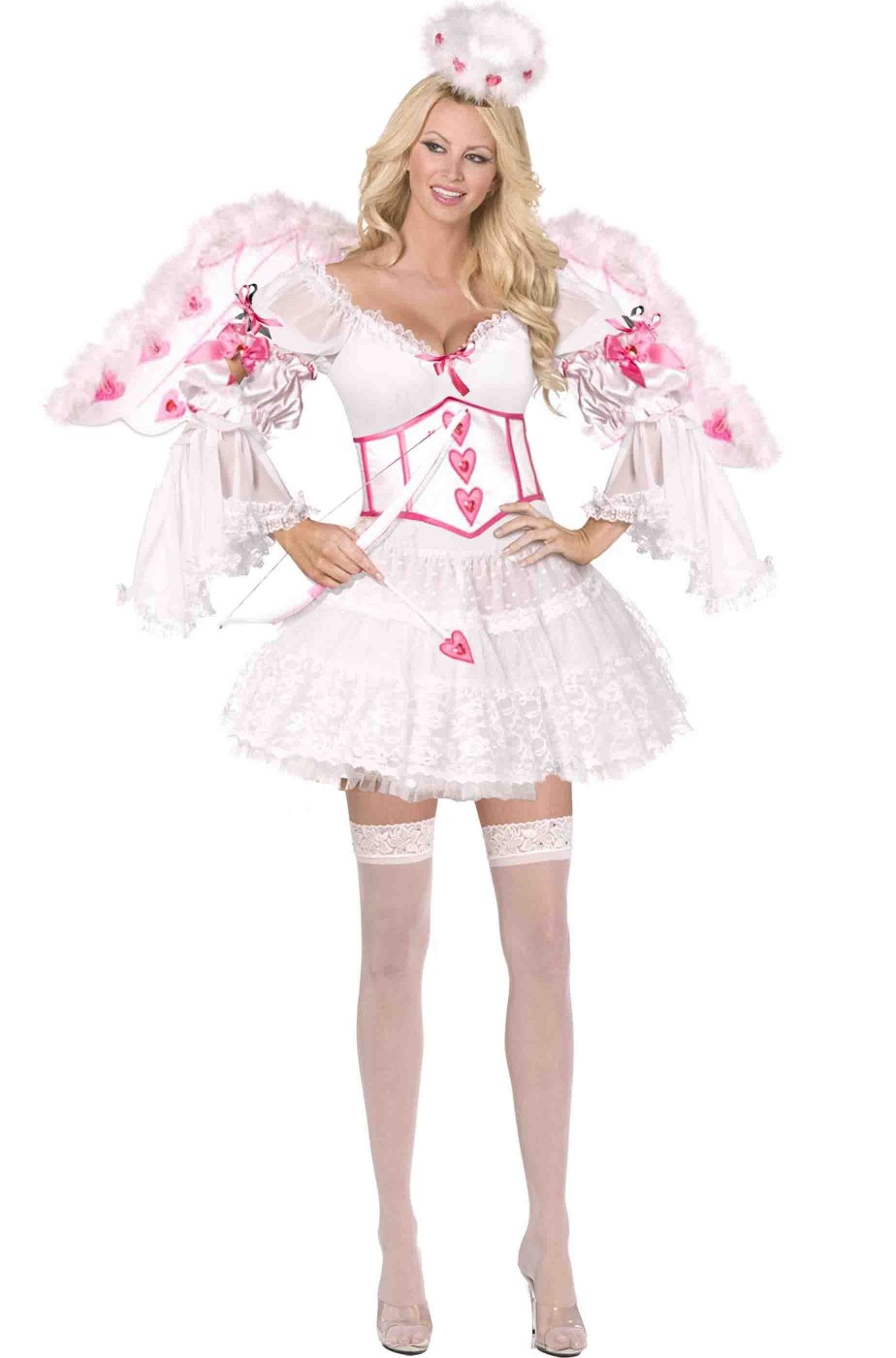 Costume Dea dell'Amore Cupido alta qualita' bianco e rosa