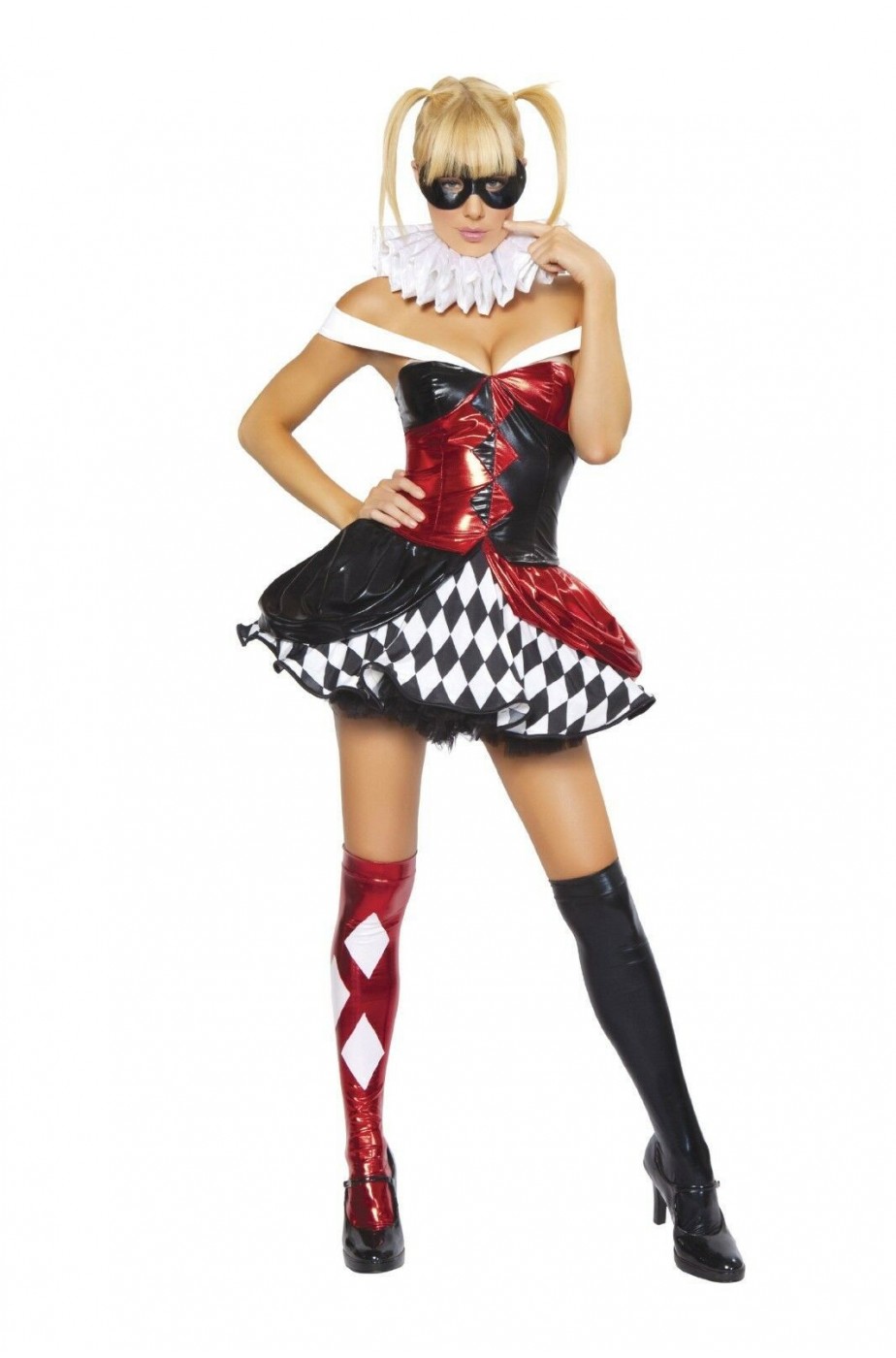 ▷ Costume Harley Quinn blu e rosso donna più terrificante di Halloween