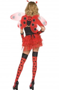 Costume di carnevale donna Coccinella bella rosso e nero lady bug