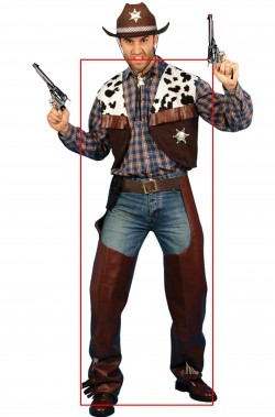 Costume carnevale da Cowboy da uomo sceriffo adulto pezzato marrone