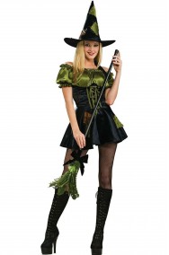 Costume di Halloween da strega verde stile mago di Oz donna