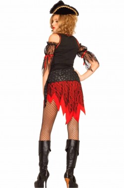 Vestito di carnevale da donna Piratessa corta rossa e nera
