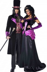 Coppia di vestiti Halloween vittoriani Conte e Contessa gotici dell'800