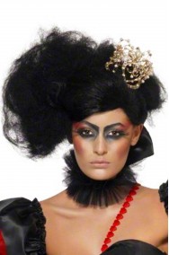 Parrucca nera Regina di Cuori folle o belle Halloween