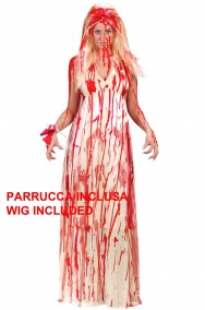 Costume Halloween donna Carrie lo sguardo di satana con parrucca