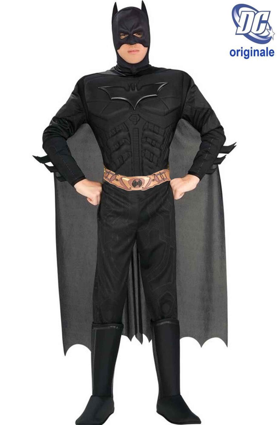 Costume Batman Nero The Dark Night Rises con cintura stampata