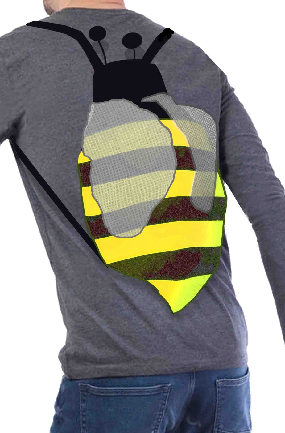 Borsa o borsetta a zainetto Ape giallo e nero