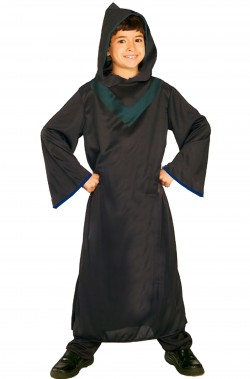 Tunica nera con finiture verde scuro per Halloween bambino