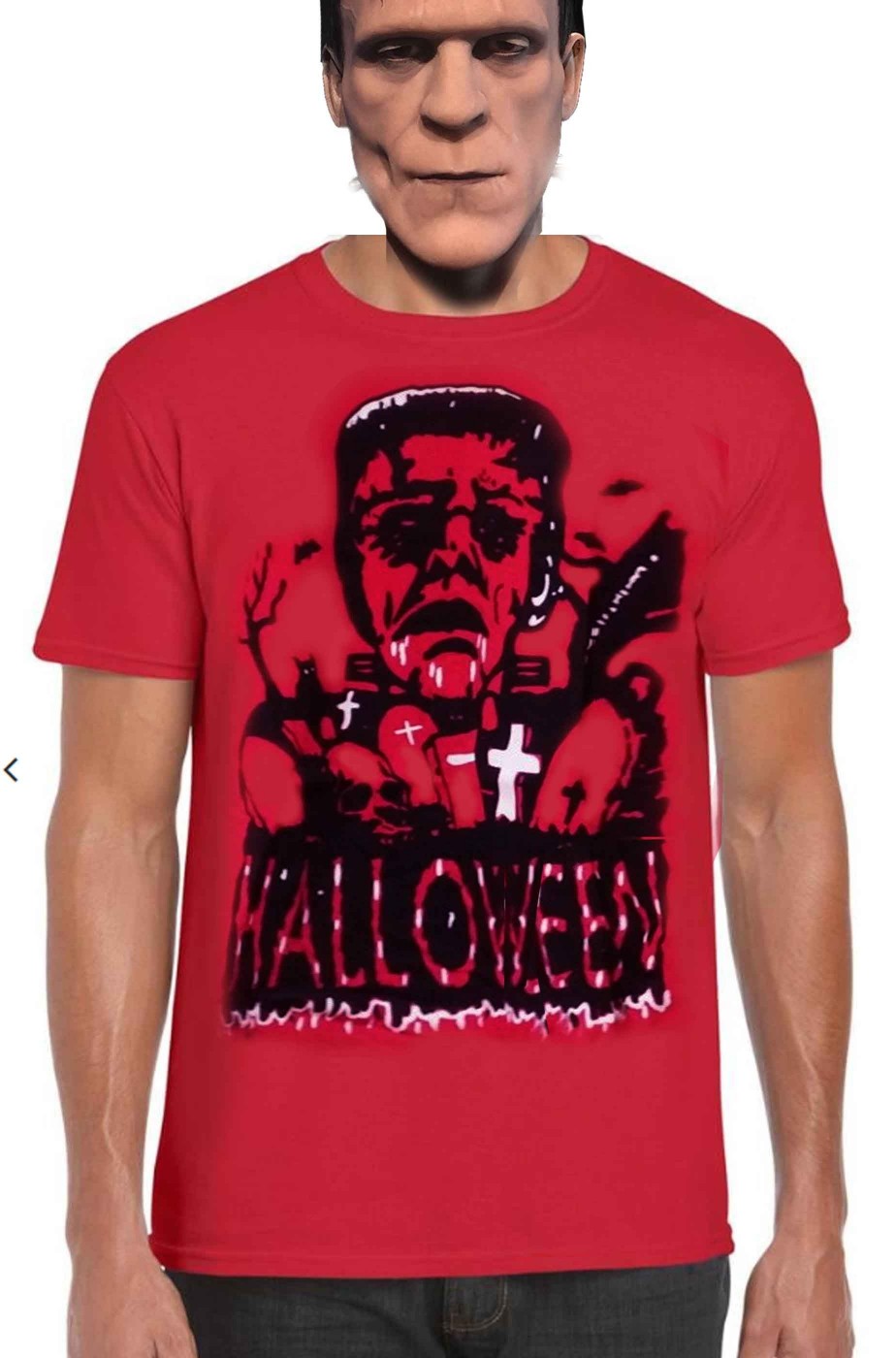 Tshirt maglietta Halloween Frankenstein al cimitero