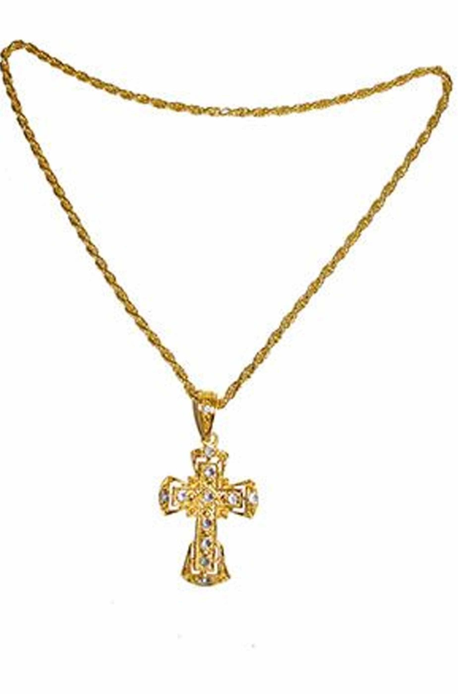 Croce con collana color oro e pietre finte per papa cardinale vescovo