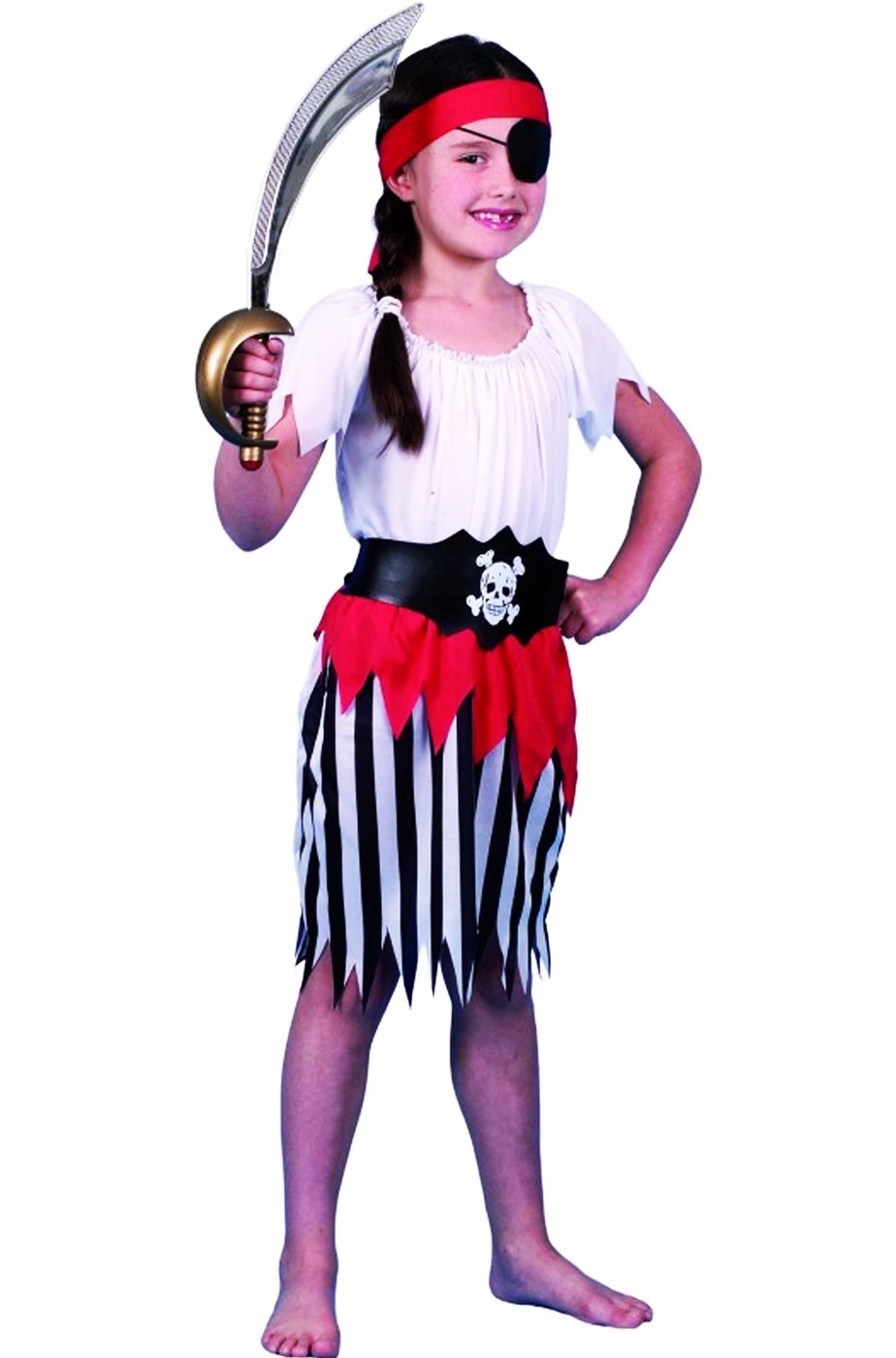 costume di carnevale da pirata bambina con pantaloni a strisce