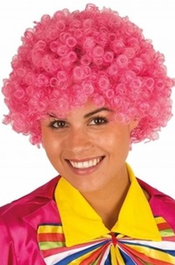 Parrucca afro con ricci rosa