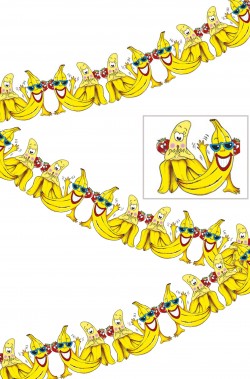 Striscione festa tropicale banane porcelline 3m