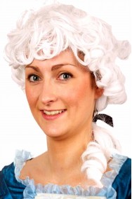 Parrucca bianca Mozart con codino e boccoli