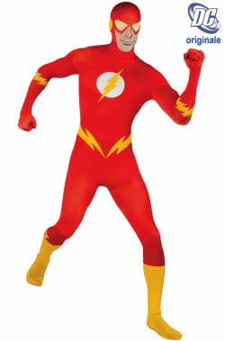 Costume supereroe Flash completo 2nd skin tipo morphsuit Tuta aderente.