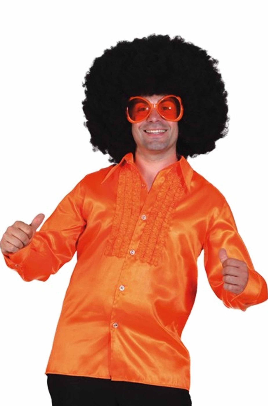 Camicia anni 70 figlio dei fiori hippie o flower power uomo arancione