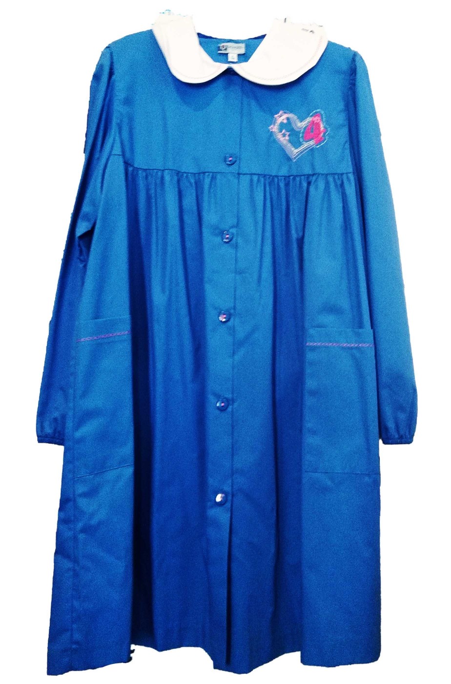 Grembiule scuola da bambina azzurro con polsi elastici