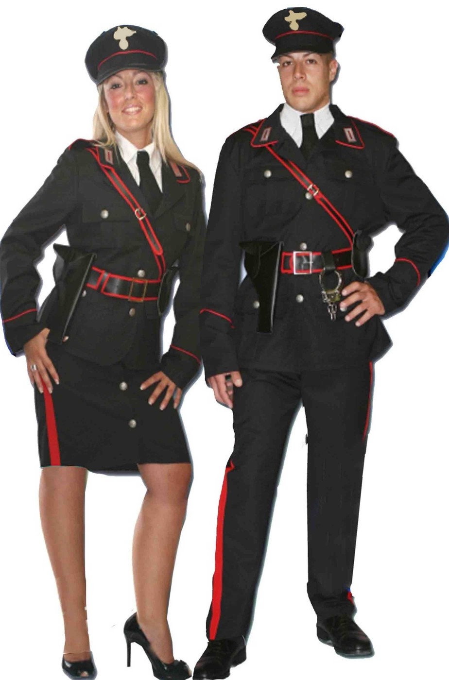 Coppia di costumi divisa da carabinieri italiani uomo e donna