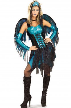 Costume Halloween donna fata sirena dark blu