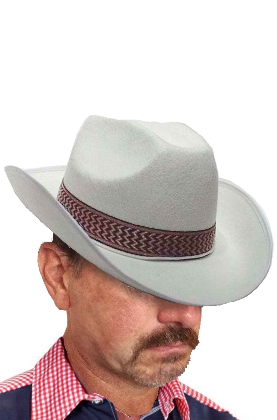 Cappello cowboy adulto bianco floccato
