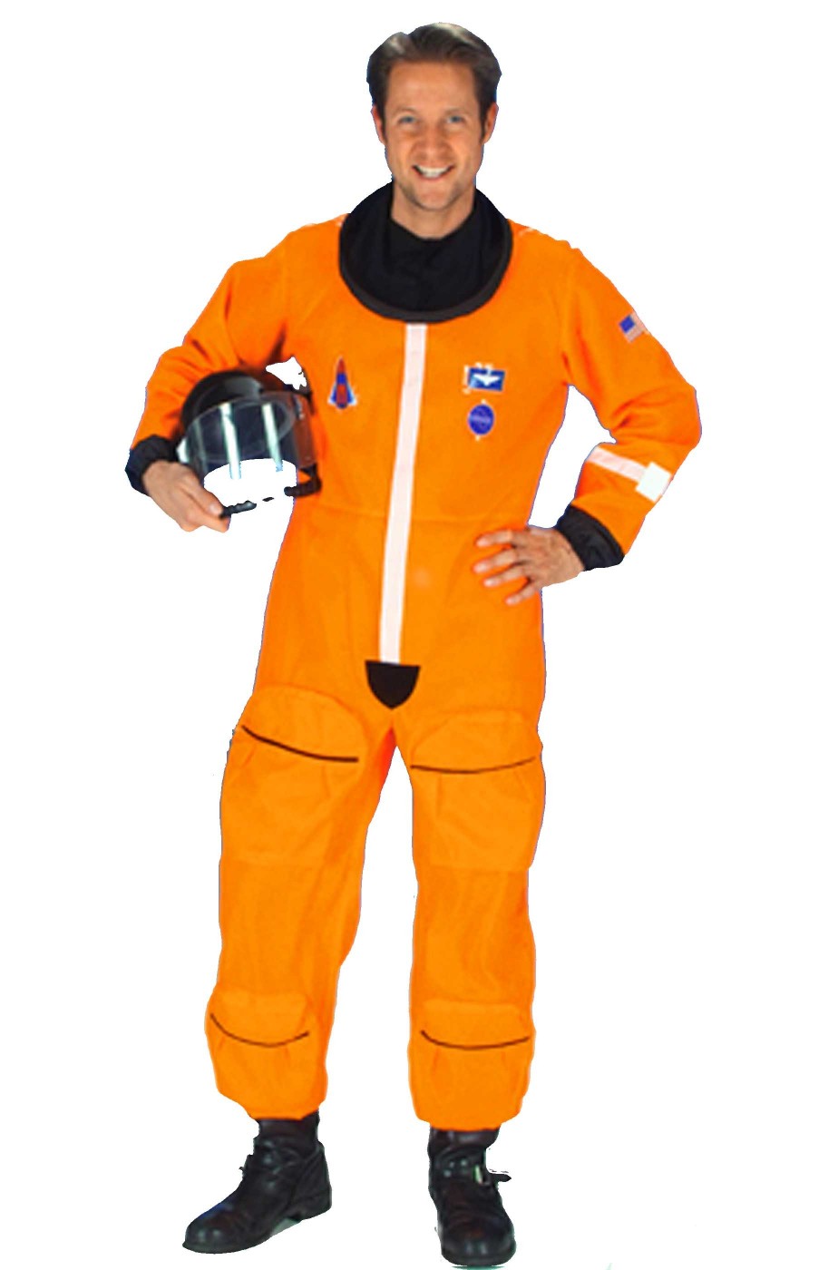 Vestito di carnevale da astronauta tuta Space Shuttle arancione adulto
