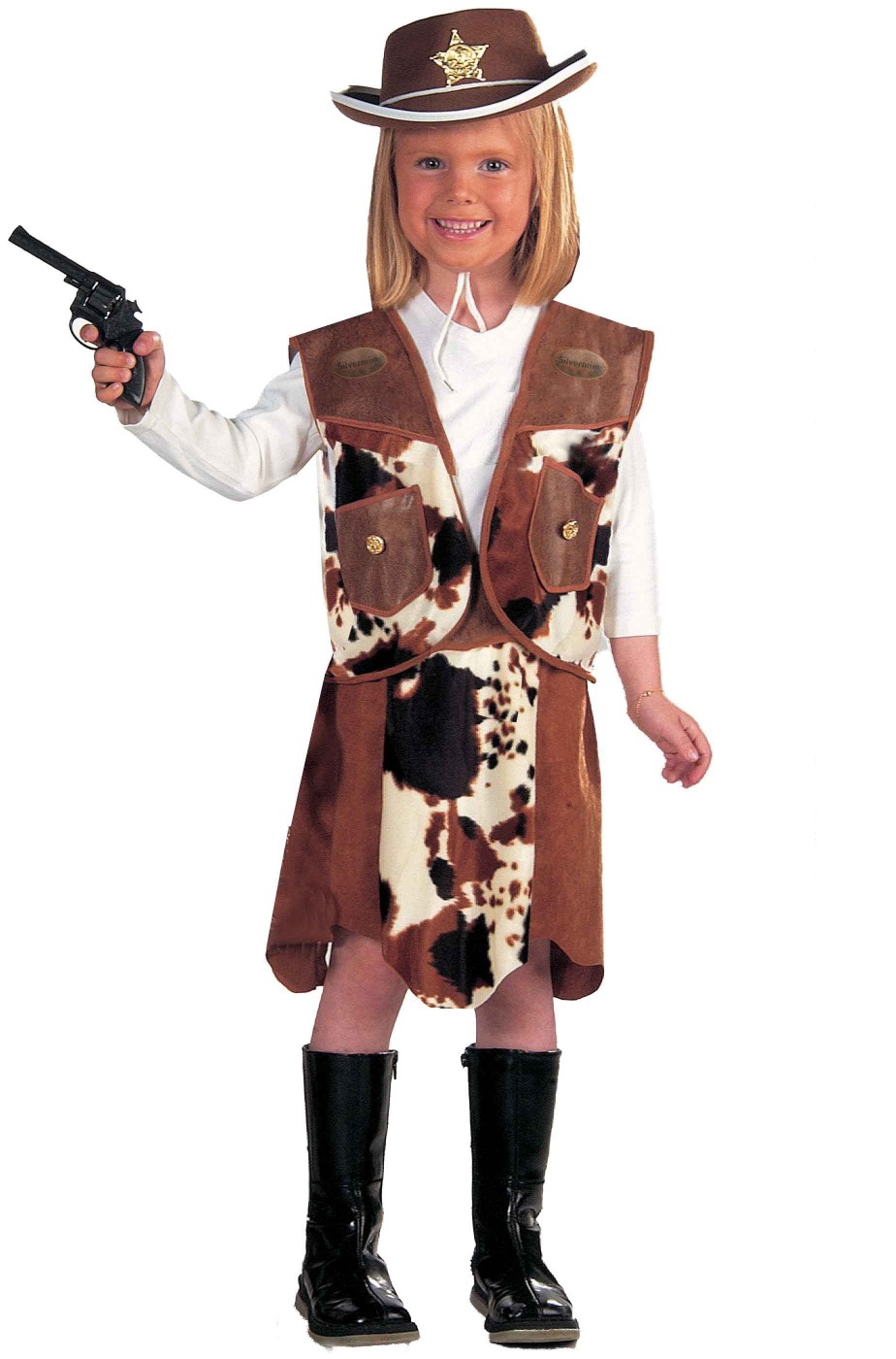 Costume da Cowgirl con stampa di mucca per bambina