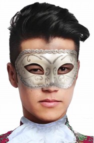 Maschera carnevale veneziano bianca e argento