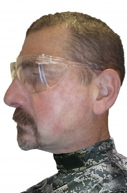 Occhiali trasparenti di plastica tipo tiratore scelto