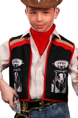 Gilet per vestito di carnevale bambino cowboy nero