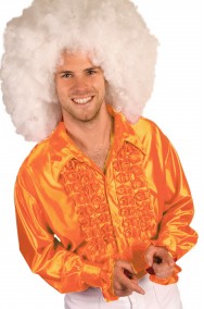 Camicia anni 70 arancione da uomo con rouche