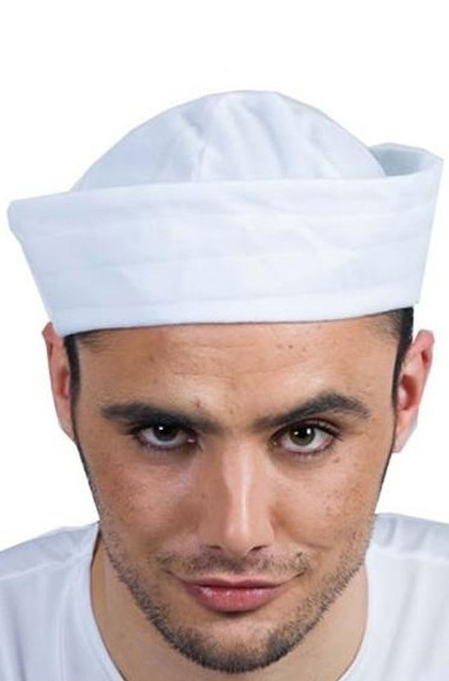 Cappello marinaio adulto rotondo bianco a tamburello