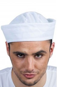 Cappello marinaio adulto rotondo bianco a tamburello