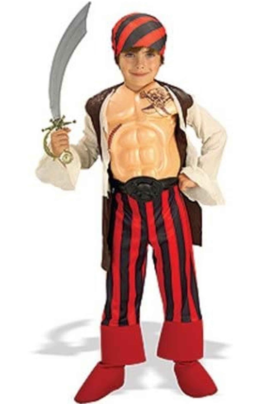 Vestito di carnevale da pirata bambino bucaniere con muscoli
