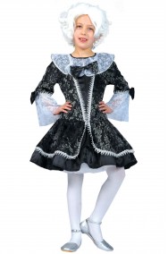 Vestito di carnevale da bambina damina grigia e nera 700 barocca