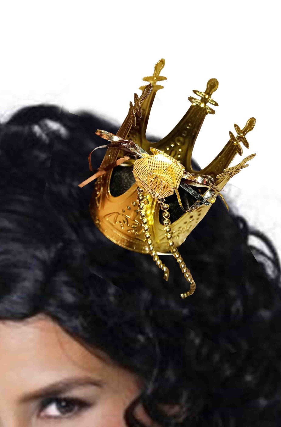 Corona oro per regina di cuori in metallo a coroncina per regina di cuori