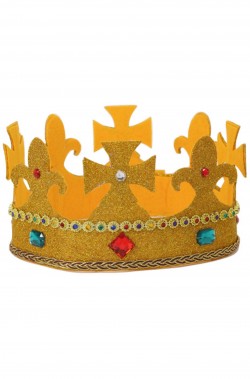 Corona finta da re o regina con croci color oro di stoffa