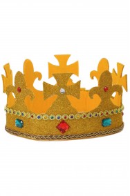 Corona finta da re o regina con croci color oro di stoffa