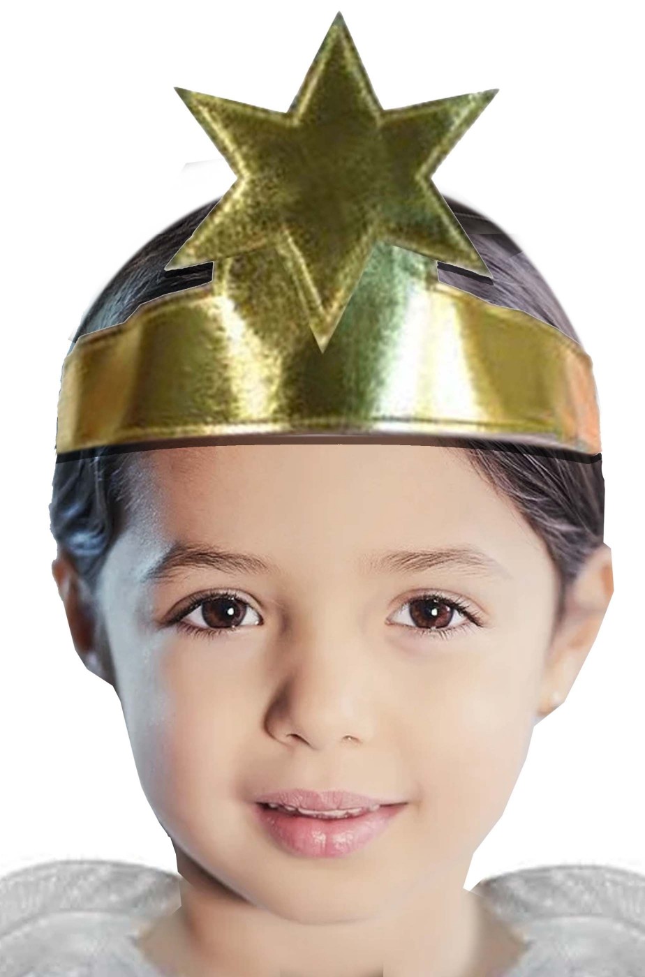Corona dorata da angioletto taglia bambino con stella sulla fronte