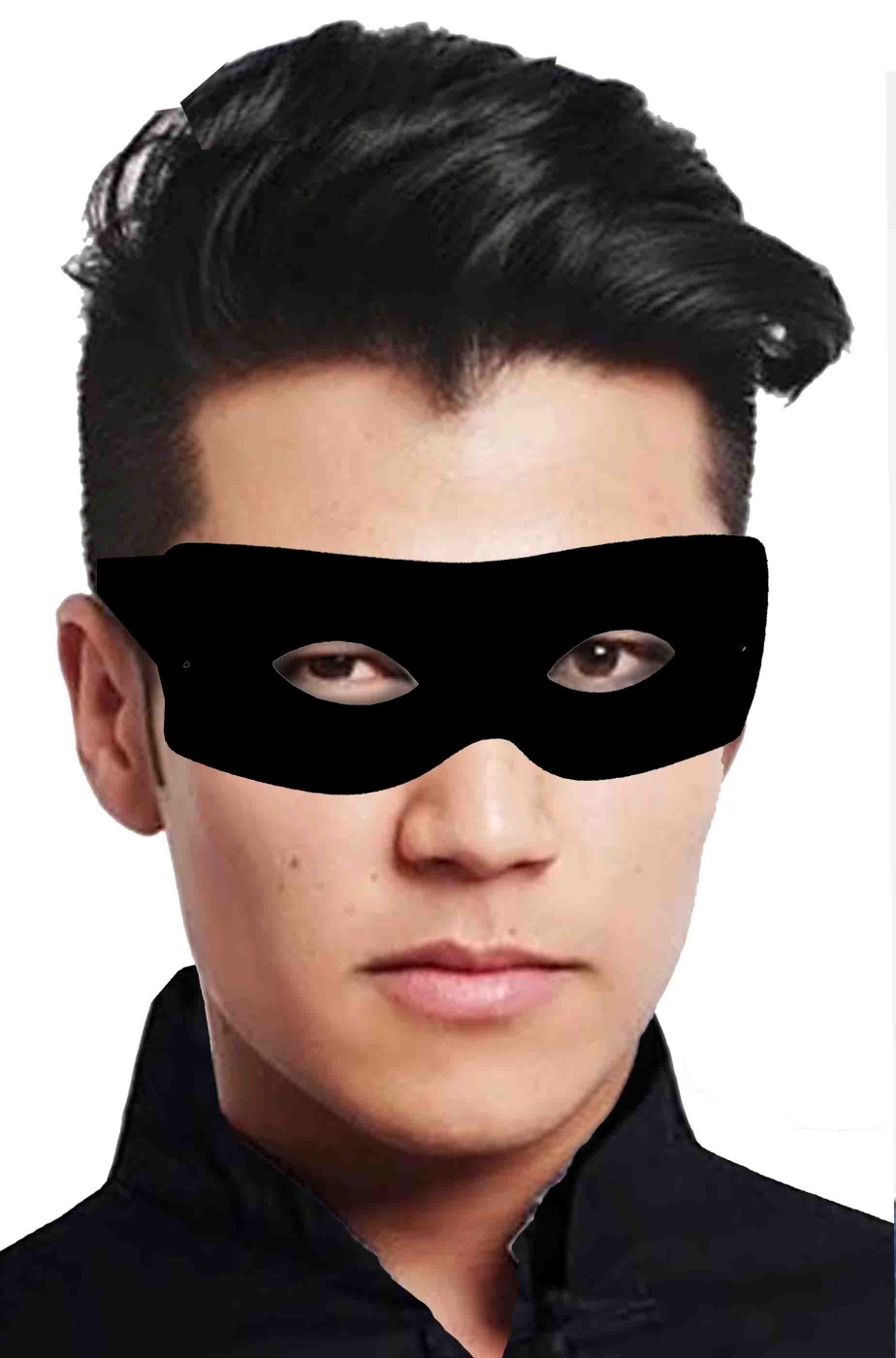Maschera di carnevale da Zorro domino nero in stoffa con elastici
